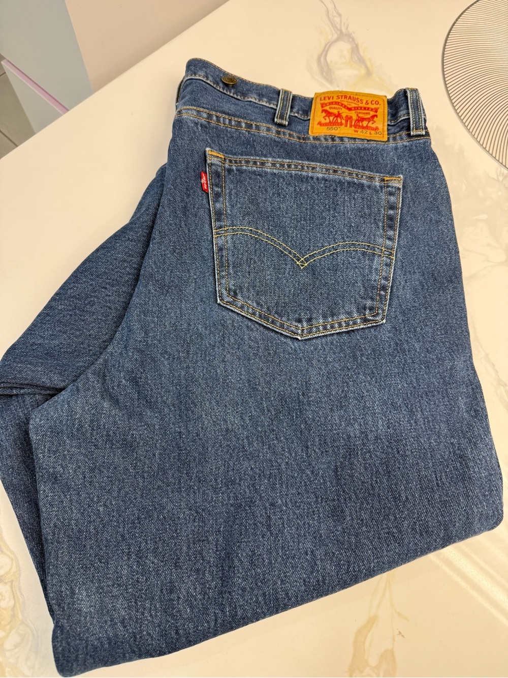Levi's Men's Straight Leg size 42x30 EUC as added metal buttons for suspenders